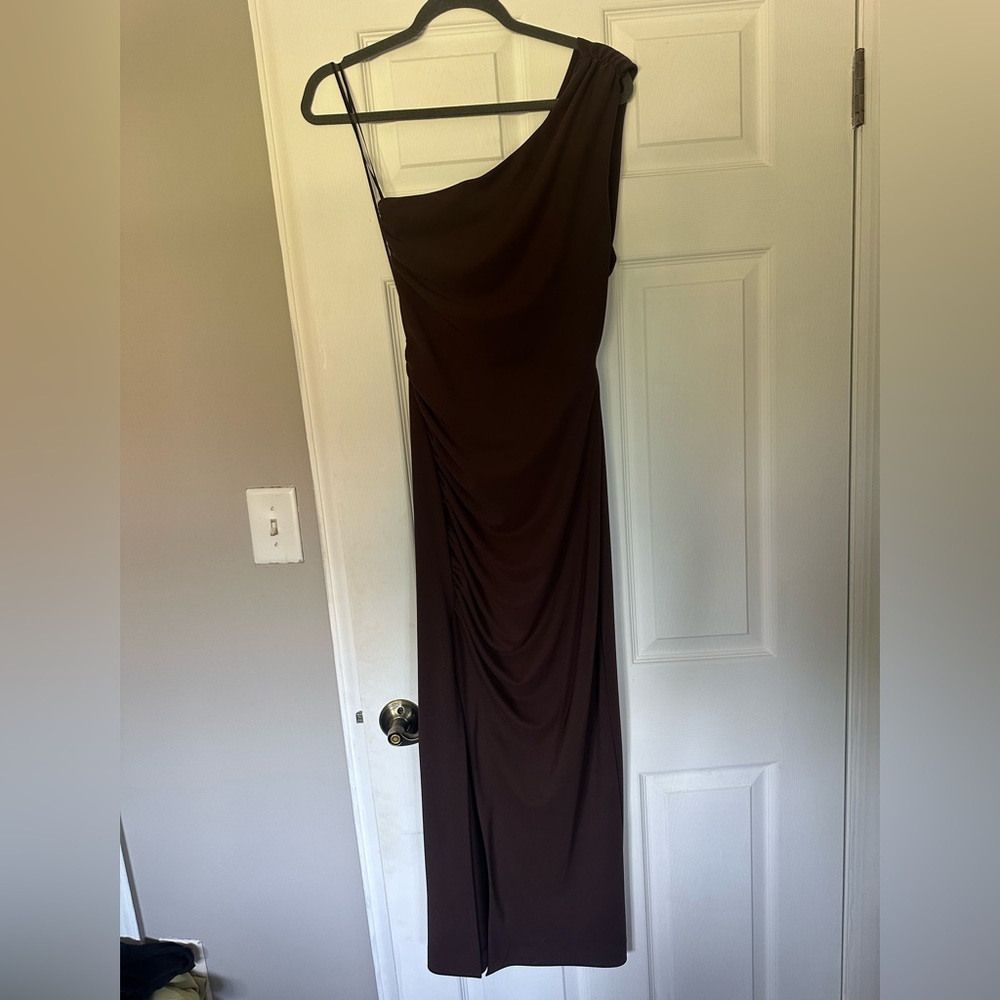 Zara brown one shoulder dress